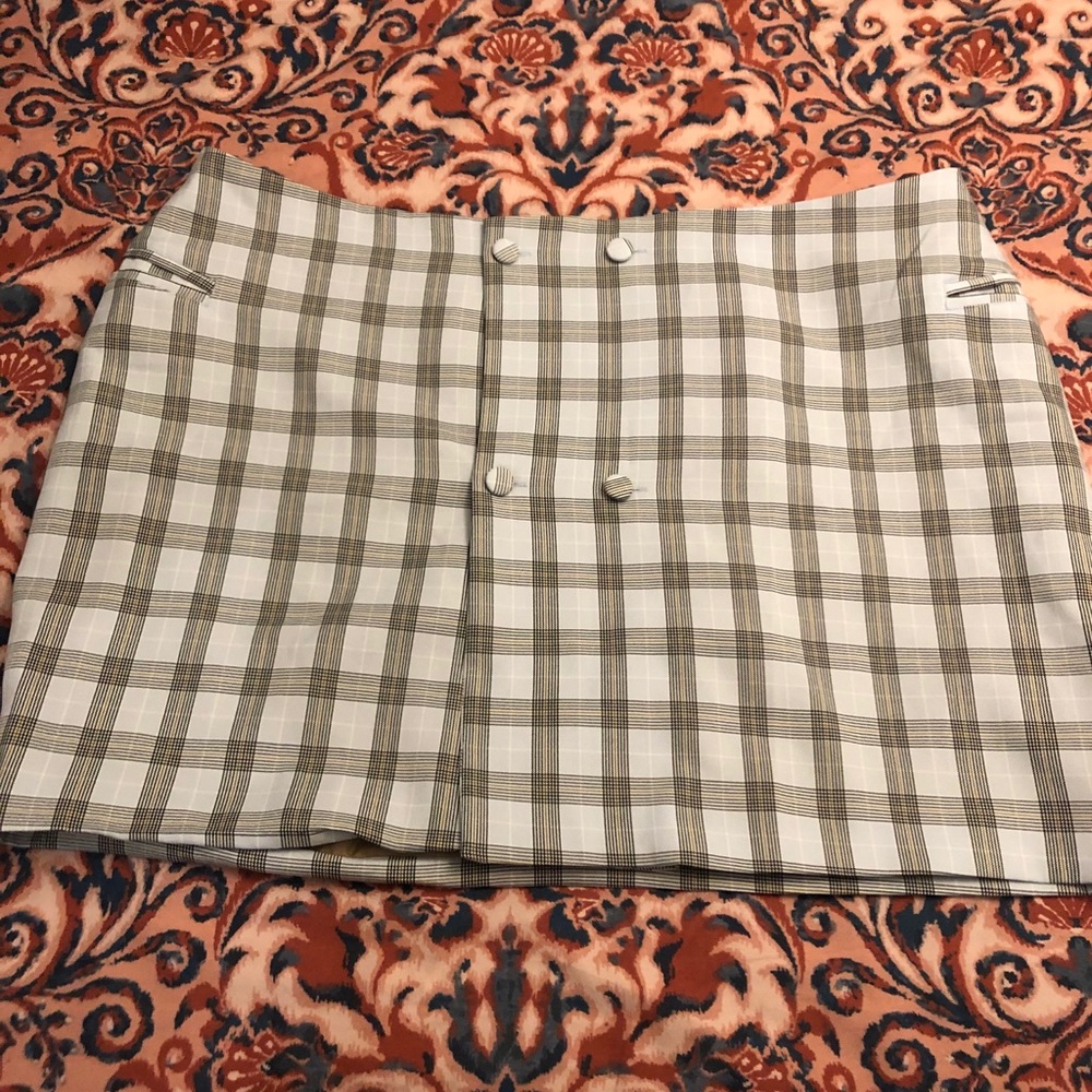 Plaid button front skirt
